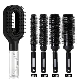 5Pcs/Set 2 In 1 Water Spray Hair Brush & Round Hair Roller Brush Set Anti‑static Salon Hair Styling Comb for Blow Drying Curling Volumizing Hairdressing Tool