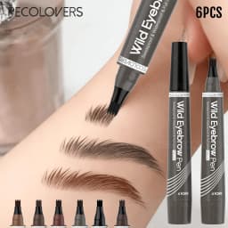 6PCS/SET Non Smudge Eyebrow Drawing Pen Set,Waterproof,Long-Lasting,Soft Balanced Color Payoff,Free Hand Easy Operation,Multiple Shade Selection,Liquid Brow Definer Collection Suitable For Daily Basic Eyebrow Styling Needs