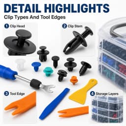 1180+115+9Pcs Auto Plastic Retainer Clips Kit 23 Sizes Car Fastener Rivet Bumper Door Trim Panel Clips with Disassembly Tools Gloves Universal for VW Audi Mercedes BMW Peugeot Citroen Fiat Renault European Vehicles