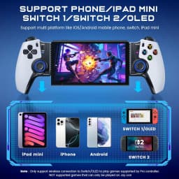 DinoFire Wireless Controller for IOS/Android/Switch1/2/OLED/iPad Mini With Hall Joystick, LED Mobile Gaming Controller