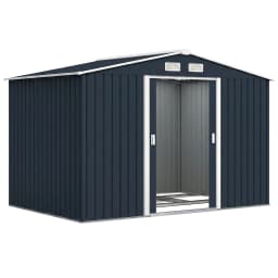 9'x6' Steel Outdoor Utility Storage Tool Shed Kit for Backyard Garden Dark Grey