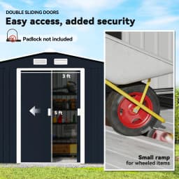 9'x6' Steel Outdoor Utility Storage Tool Shed Kit for Backyard Garden Dark Grey