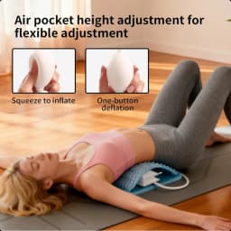 Waist Massager Lumbar Support Massager Pillow Inflatable Adjustable Height 10 Magnetic 40 Massage Points Waist Pillow for Bed Lower Back Home