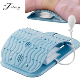 Waist Massager Lumbar Support Massager Pillow Inflatable Adjustable Height 10 Magnetic 40 Massage Points Waist Pillow for Bed Lower Back Home