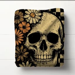 Boho Floral Skull Blanket, Dark Academia Goth Throw, Skull Cozy Fleece Blanket, Vintage Grunge Blanket, Cottagcore Decor, Whimsigoth Decor
