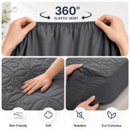 100% Waterproof Quilted Mattress Protector Soft Noiseless Breathable Bed Cover Deep Pocket Fitted Mattress Pad Machine Washable Bedding Sheet Twin Full Queen King Size Solid White Gray