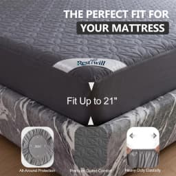 100% Waterproof Quilted Mattress Protector Soft Noiseless Breathable Bed Cover Deep Pocket Fitted Mattress Pad Machine Washable Bedding Sheet Twin Full Queen King Size Solid White Gray