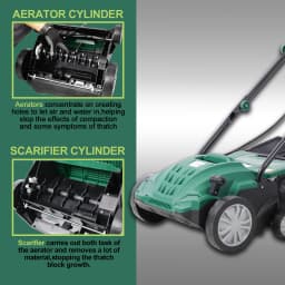 2-in-1 Garden Dethatcher and Scarifier 13 Inch Powerful Electric Lawn Dethatcher Mower, Hand Push Lawn Mower, Electric Home Lawn Mower 12AMP motor