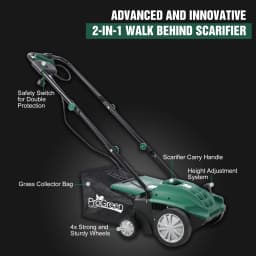 2-in-1 Garden Dethatcher and Scarifier 13 Inch Powerful Electric Lawn Dethatcher Mower, Hand Push Lawn Mower, Electric Home Lawn Mower 12AMP motor
