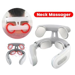 4‑Heads Adjustable Neck Massager USB Rechargeable with Heating Function & Breathing Light for Neck Pain Relief Muscle Relaxation