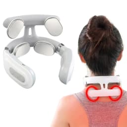 4‑Heads Adjustable Neck Massager USB Rechargeable with Heating Function & Breathing Light for Neck Pain Relief Muscle Relaxation