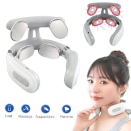 4‑Heads Adjustable Neck Massager USB Rechargeable with Heating Function & Breathing Light for Neck Pain Relief Muscle Relaxation