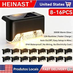 8/16 Pack Upgraded Solar Step Lights Strong Light Transmittance LED Cover, 3000K Warm White, IP44 Waterproof & Weather Resistant Outdoor Deck Lights, Auto On/Off Wireless for Stairs, Patio, Fence, Wall