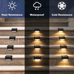 8/16 Pack Upgraded Solar Step Lights Strong Light Transmittance LED Cover, 3000K Warm White, IP44 Waterproof & Weather Resistant Outdoor Deck Lights, Auto On/Off Wireless for Stairs, Patio, Fence, Wall