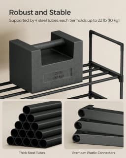 SONGMICS Shoe Rack, 2 Tier Shoe Organizer, Metal Shoe Storage Shelf For 12 Pairs Of Shoes, Easy To Assemble, For Entryway, Closet, Bedroom, Living Room, Black