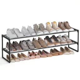 SONGMICS Shoe Rack, 2 Tier Shoe Organizer, Metal Shoe Storage Shelf For 12 Pairs Of Shoes, Easy To Assemble, For Entryway, Closet, Bedroom, Living Room, Black