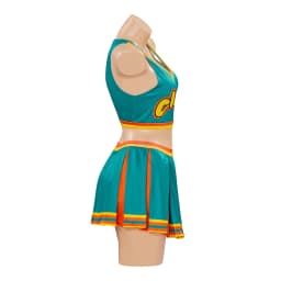 Women Adult Cheerleading Uniform Sexy School Girl Cheerleader Costume Dancing Outfit Sleeveless Crop Top with Mini Pleated Skirt