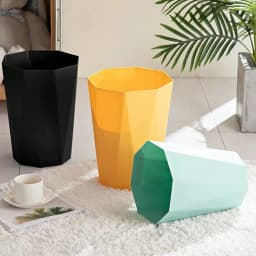 2-Pack Nordic-Style Octagonal Trash Bin, Geometric Plastic Waste Basket With Frosted Finish, Open-Top Small Trash Can, Suitable For Home, Office, Bathroom, Kitchen, And Bedroom