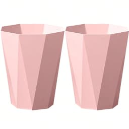 2-Pack Nordic-Style Octagonal Trash Bin, Geometric Plastic Waste Basket With Frosted Finish, Open-Top Small Trash Can, Suitable For Home, Office, Bathroom, Kitchen, And Bedroom