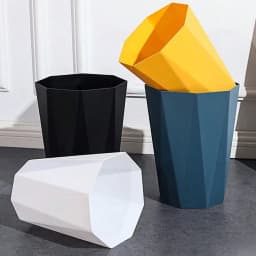 2-Pack Nordic-Style Octagonal Trash Bin, Geometric Plastic Waste Basket With Frosted Finish, Open-Top Small Trash Can, Suitable For Home, Office, Bathroom, Kitchen, And Bedroom