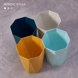 2-Pack Nordic-Style Octagonal Trash Bin, Geometric Plastic Waste Basket With Frosted Finish, Open-Top Small Trash Can, Suitable For Home, Office, Bathroom, Kitchen, And Bedroom