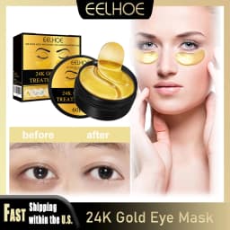 EELHOE 24K Gold Eye Mask Remove Dark Circles Improve Eye Bags Moisturizing Nourish Fade Lines Anti Aging Patches Eye Skin Care