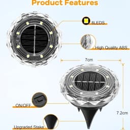 8 Pack New Solar IP44 Diamond Buried Lamp, Outdoor LED Ground Lamp, Garden Lawn Lamp, Suitable for Courtyard, Terrace, Landscape, Walkway Decoration Belt, with Automatic Brightness Sensing Function, for Festival Decoration