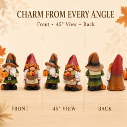 Hodao Resin Fall Gnome Figurine Set, 2-Piece Thanksgiving Gnome Figure Model with Pumpkin, Harvest Basket, Autumn Leaves and White Beard, Collectible Tabletop Shelf Sitter Decor for Fireplace Mantel Tiered Tray Home Display, Rustic Farmhouse Holiday Gift