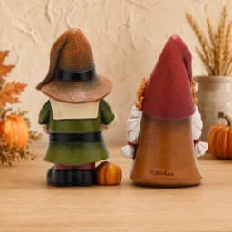 Hodao Resin Fall Gnome Figurine Set, 2-Piece Thanksgiving Gnome Figure Model with Pumpkin, Harvest Basket, Autumn Leaves and White Beard, Collectible Tabletop Shelf Sitter Decor for Fireplace Mantel Tiered Tray Home Display, Rustic Farmhouse Holiday Gift