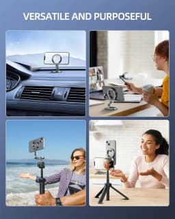 CAMOLO Dual Magnetic Phone Holder Gym Phone Tripod Mount for Magsafe iPhone 17 16 15 14 13 12 Pro Max Android Phone Photography Accessories w 1/4" Screw for Tripod