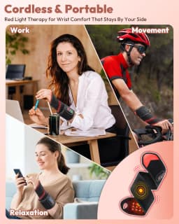 Red Light Therapy Wrap with Heat & Vibration, Infrared LED Pad for Wrist Arm Knee Pain Relief, Cordless Massager 660nm/850nm