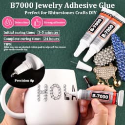 Resin Rhinestones for Crafting with B7000 Jewelry Glue, 1 Box Clear Flatback Crystals with 3Pcs 10ml Glue for Bedazzling Crafts