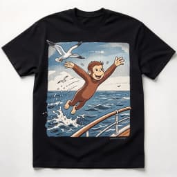 Curious George Ether T-Shirt, Animal Tee, Cartoon Tshirt, Gifts Shirt, Unisex Vintage Graphic Tees Gothic Grunge Y2k Emo Scene Amity Affliction Style Clothes Men Women Streetwear