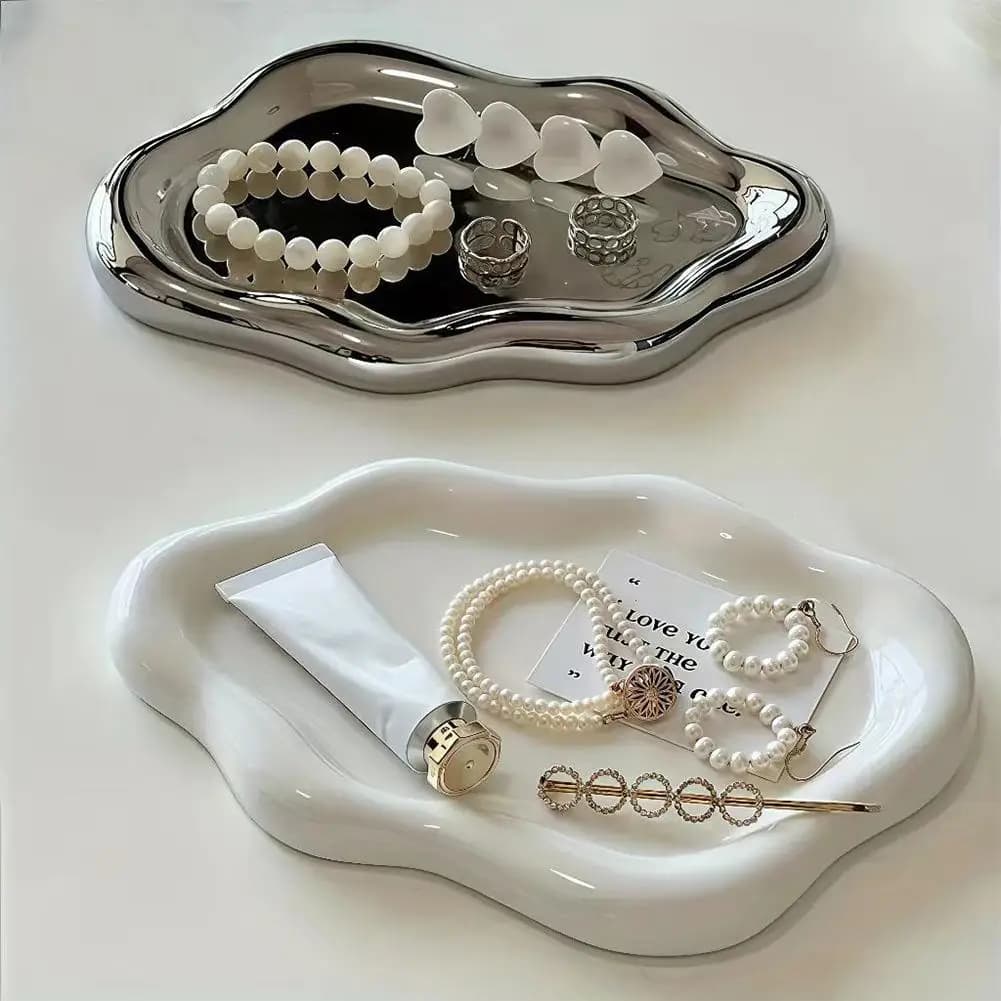 Jewelry Storage Tray Creative Cloud Shapes Plastic Trays Electroplated Jewelry Earrings Ring Display Plates Photo Props for Wome