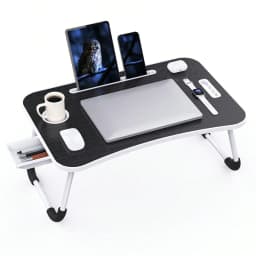 Foldable Laptop And Bed Table With Storage, Portable Lap Desk For Legs, Ideal For Study, Reading, Picnic, Breakfast,And More