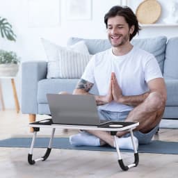 Foldable Laptop And Bed Table With Storage, Portable Lap Desk For Legs, Ideal For Study, Reading, Picnic, Breakfast,And More