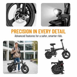 Folding Electric Bike for Adults 400W Motor 48V 10Ah Removable Battery Dual Disc Brake Portable Foldable Ebike for Car Trunk Urban Commuting