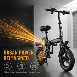 Folding Electric Bike for Adults 400W Motor 48V 10Ah Removable Battery Dual Disc Brake Portable Foldable Ebike for Car Trunk Urban Commuting