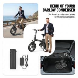 Folding Electric Bike for Adults 400W Motor 48V 10Ah Removable Battery Dual Disc Brake Portable Foldable Ebike for Car Trunk Urban Commuting
