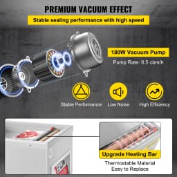 SucceBuy Food Vacuum Packing Machine Commercial Chamber Vacuum Sealer DZ-260A Kitchen Meat Packaging Food Saver Sealing Machine