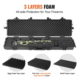 SucceBuy Rifle Hard Case Portable Long Gun Storage Suitcase W/ 2 Casters Shockproof & Waterproof Airsoft Rifle Protective Case