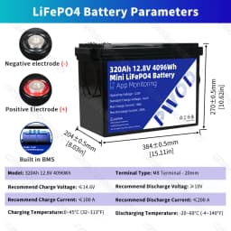 12V Lifepo4 320Ah Battery With 4S 200A Smart BMS 8000+ Cycles Brand New Lithium Iron Phosphate Cell Pack APP Monitoring Grade A Rechargeable LFP Batteries DIY 12V 24V For RV Marine Yacht Outdoor Trolling Motors Camping Fast Shipping to the United States