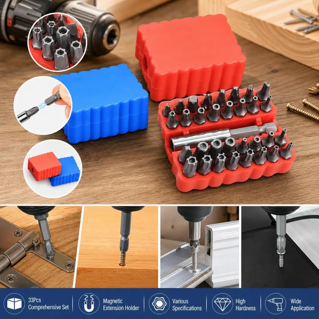 33Pcs With Magnetic Extension Bit Holder Torx Hex Star Spanner Woodworking Tools Bit Hex Star Spanner Electric Stand Tri Wing Screwdriver