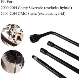 Compatible with Chevrolet Silverado & GMC Sierra 1500 2500 3500 (2000-2014) – Tire Lug Wrench & Jack Tool Kit with Extension, Spare Tire Change Kit in Storage Bag