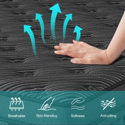 12/14-Inch Black Queen Mattress, Built-In Memory Foam And Individually Pocketed Springs, Available In Twin, Full, Queen And King Mattress Sizes, With Side Handles For Easy Movement, Fiberglass-Free, Odorless, Highly Breathable