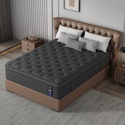 12/14-Inch Black Queen Mattress, Built-In Memory Foam And Individually Pocketed Springs, Available In Twin, Full, Queen And King Mattress Sizes, With Side Handles For Easy Movement, Fiberglass-Free, Odorless, Highly Breathable