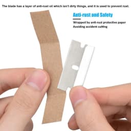 100 PCS Razor Blades Single Edge Extra Sharp Heat Treated Safety Knife Scrapers，Label cleaning razor glue remover, window glass cleaning scraper, car packaging sticker scraper