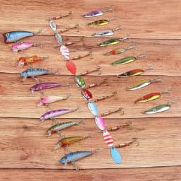 30pcs Spoon Spinner Hard Bait Fishing Lures Metal Minnow Popper Cicada Plastic
