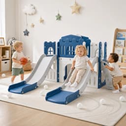 10-in-1 Double Toddler Slide Indoor Outdoor Playset, Freestanding Dual Kids Climber With 65in Slide For Backyard Playroom Ages 1-3