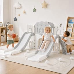 10-in-1 Double Toddler Slide Indoor Outdoor Playset, Freestanding Dual Kids Climber With 65in Slide For Backyard Playroom Ages 1-3
